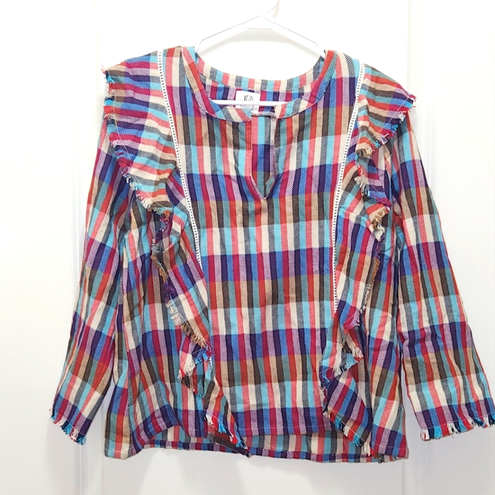 Plaid quarter sleeve top